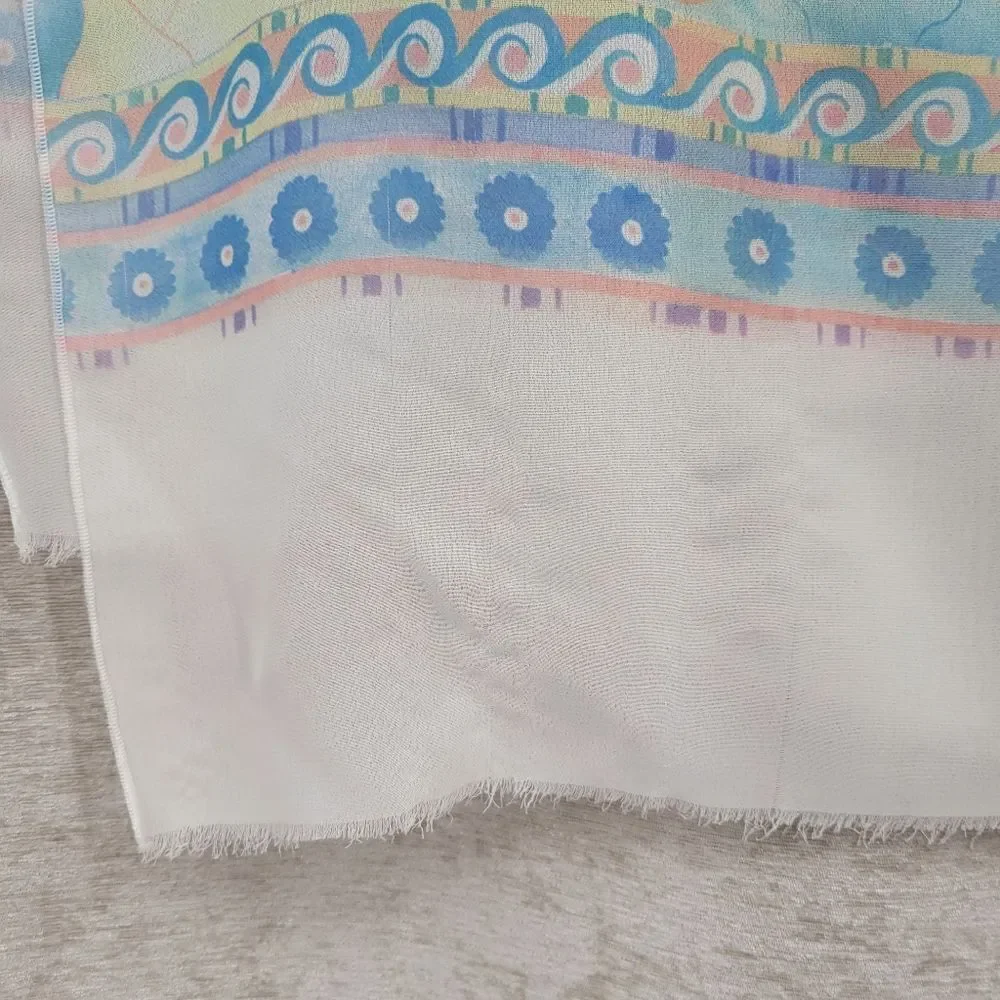 IFASMA Greek Scarf Pastel Abstract Dolphins Vintage